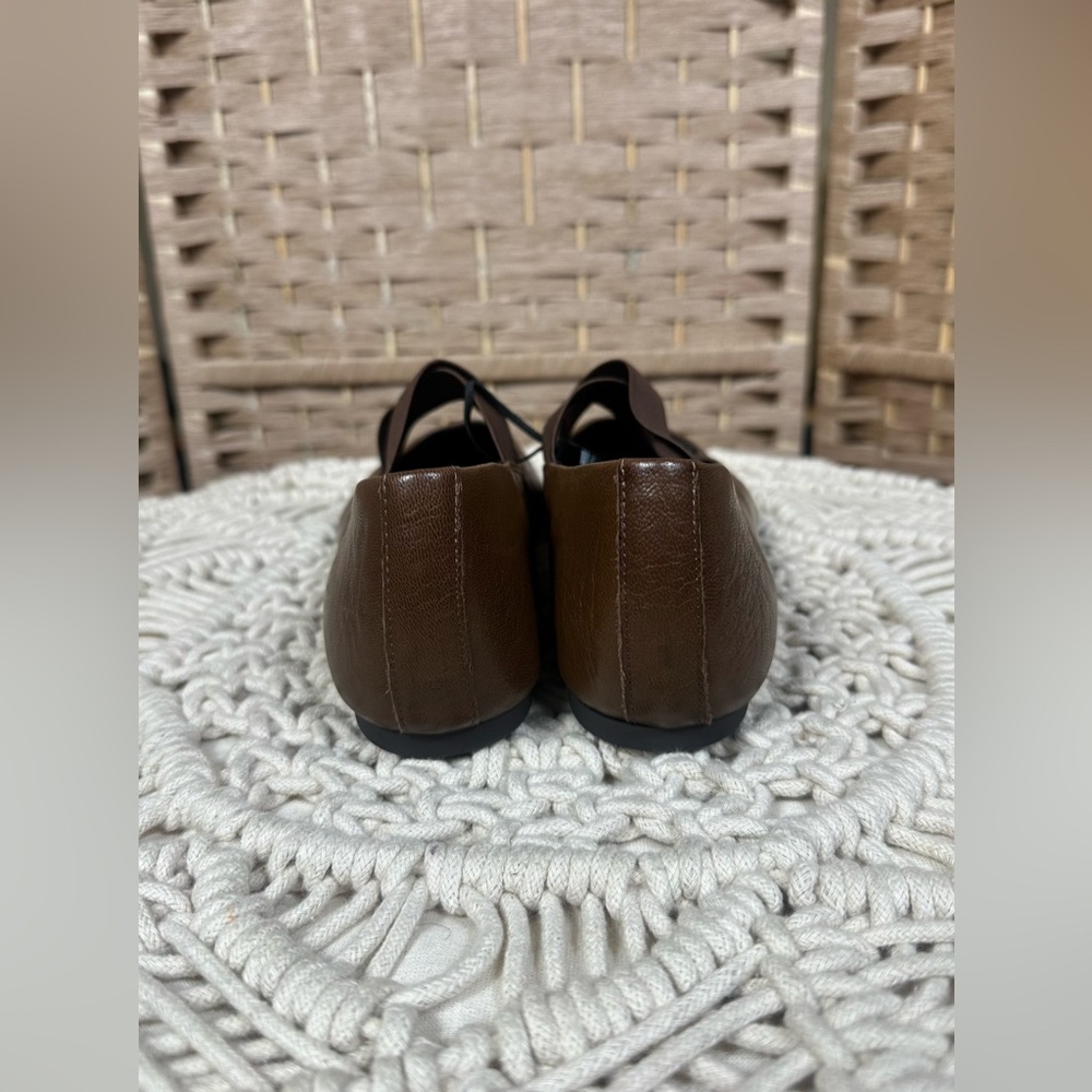 NWOT Zara Leather Ballet Flats With Crossed Elastic Straps - Size 40 (9-9.5) - Picture 4 of 8